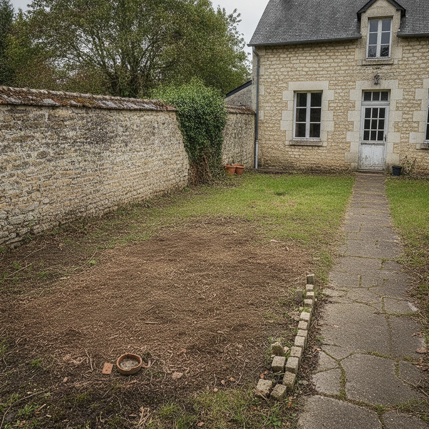 Zone dégagée et copeaux nivelés après rognage de souche à Angers Monplaisir