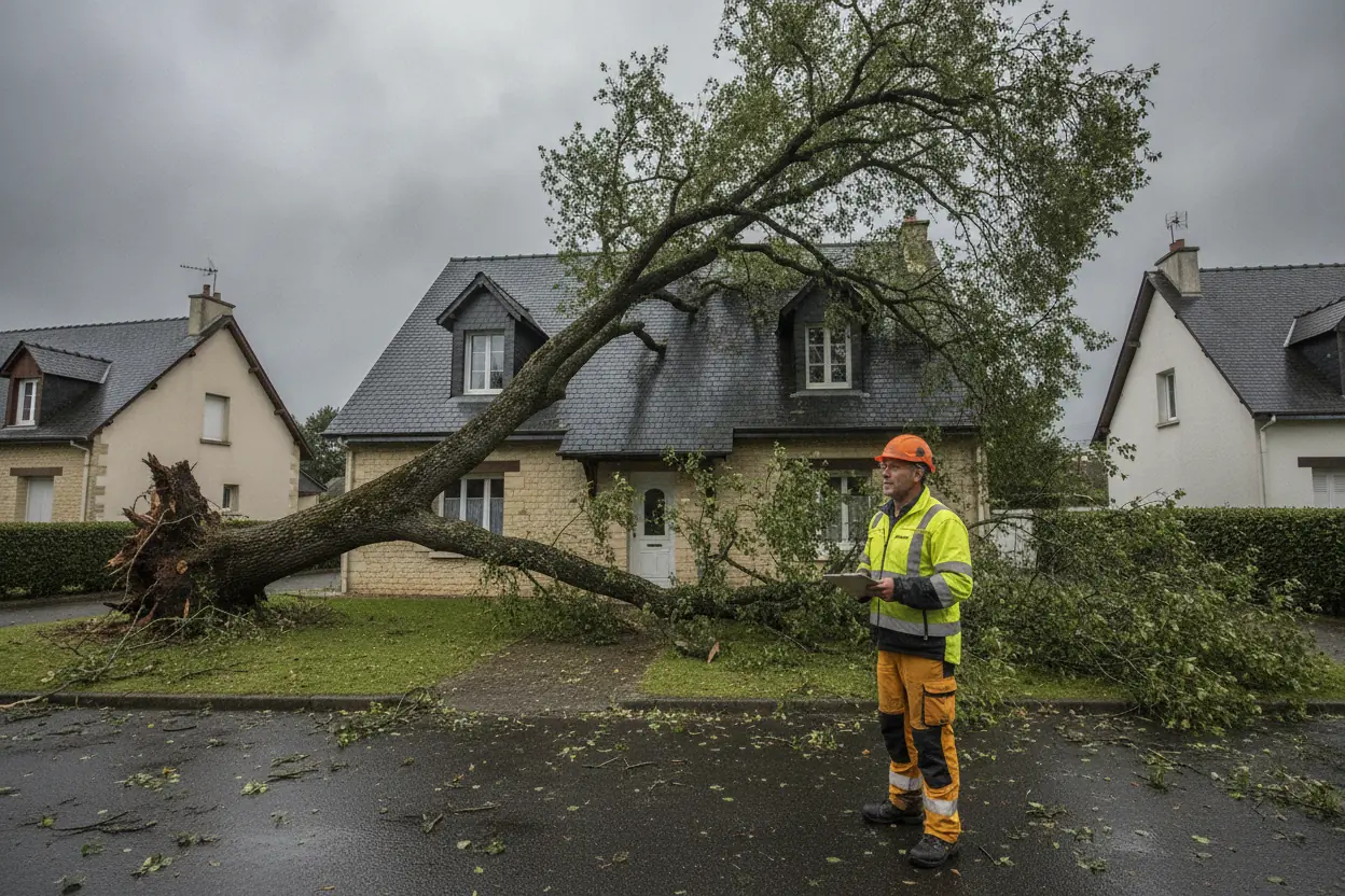 Intervention d'urgence après tempête sur un arbre tombé à Trélazé